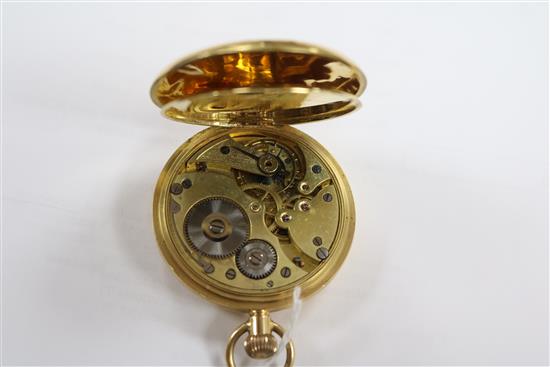 An 18ct. gold half hunter pocket watch a.f.